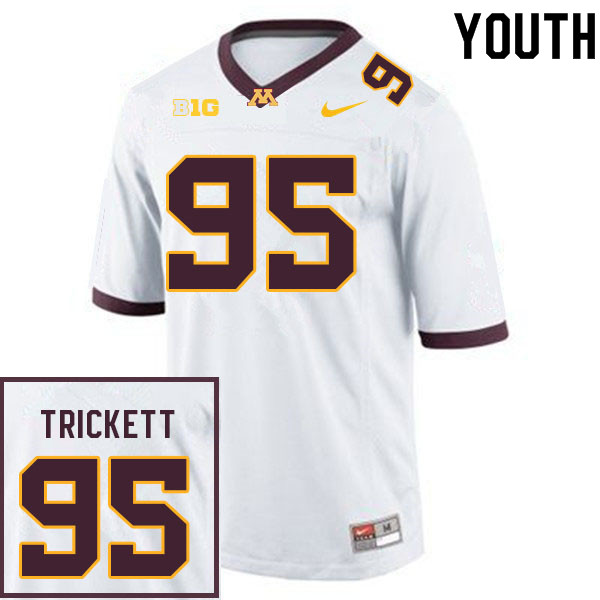 Youth #95 Matthew Trickett Minnesota Golden Gophers College Football Jerseys Sale-White - Click Image to Close